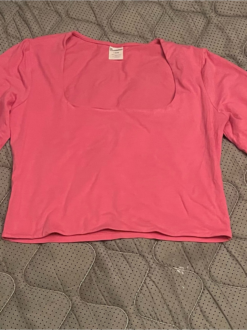 No Boundaries Hot Pink Scoop Neck Long Sleeve Crop Top
